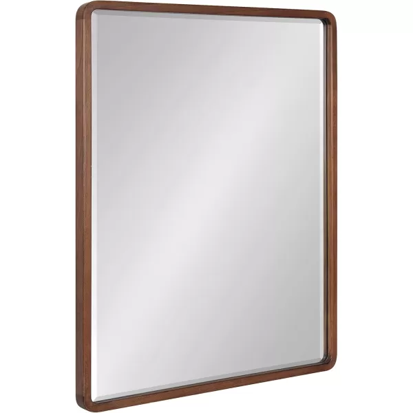 Kate and Laurel McLean Modern Wood Framed Rounded Rectangle Wall Mirror 24 x 30 Walnut Brown Decorative Round Rectangular Mirror for Contemporary Wall DecorWalnut Brown