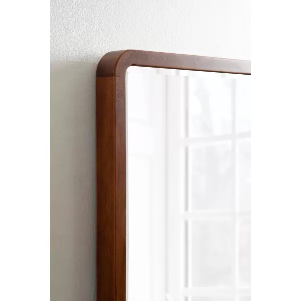 Kate and Laurel McLean Modern Wood Framed Rounded Rectangle Wall Mirror 24 x 30 Walnut Brown Decorative Round Rectangular Mirror for Contemporary Wall DecorWalnut Brown