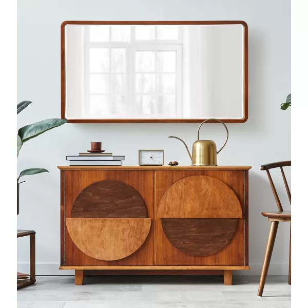 Kate and Laurel McLean Modern Wood Framed Rounded Rectangle Wall Mirror 24 x 30 Walnut Brown Decorative Round Rectangular Mirror for Contemporary Wall DecorWalnut Brown