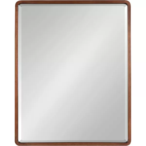 Kate and Laurel McLean Modern Wood Framed Rounded Rectangle Wall Mirror 24 x 30 Walnut Brown Decorative Round Rectangular Mirror for Contemporary Wall DecorWalnut Brown