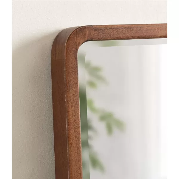 Kate and Laurel McLean Modern Wood Framed Rounded Rectangle Wall Mirror 24 x 30 Walnut Brown Decorative Round Rectangular Mirror for Contemporary Wall DecorWalnut Brown