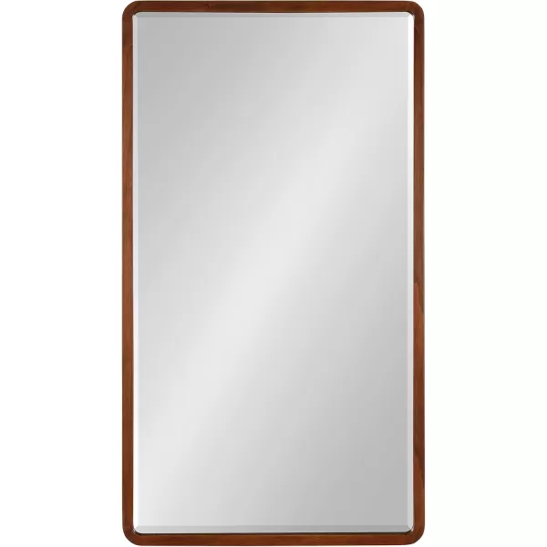 Kate and Laurel McLean Modern Wood Framed Rounded Rectangle Wall Mirror 24 x 30 Walnut Brown Decorative Round Rectangular Mirror for Contemporary Wall DecorWalnut Brown