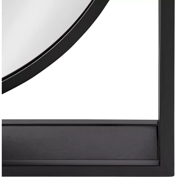 Kate and Laurel Metal McCauley WallMounted Mirror with Wooden Shelf 24quot x 24quot Black Modern Accent for WallBlack