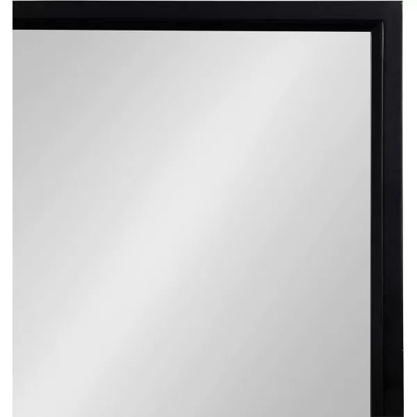 Kate and Laurel Milley Modern Wood Framed Pub Mirror 36 x 21 Black Chic Transitional Mirror with Shelf and Hooks