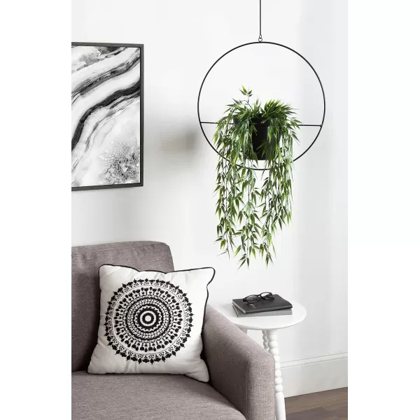 Kate and Laurel Opyd Modern Metal Hanging Hoop Planter with Flower Pot BlackBlack