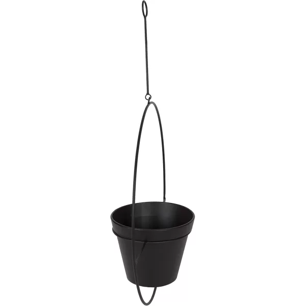 Kate and Laurel Opyd Modern Metal Hanging Hoop Planter with Flower Pot BlackBlack