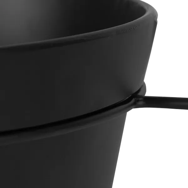 Kate and Laurel Opyd Modern Metal Hanging Hoop Planter with Flower Pot BlackBlack