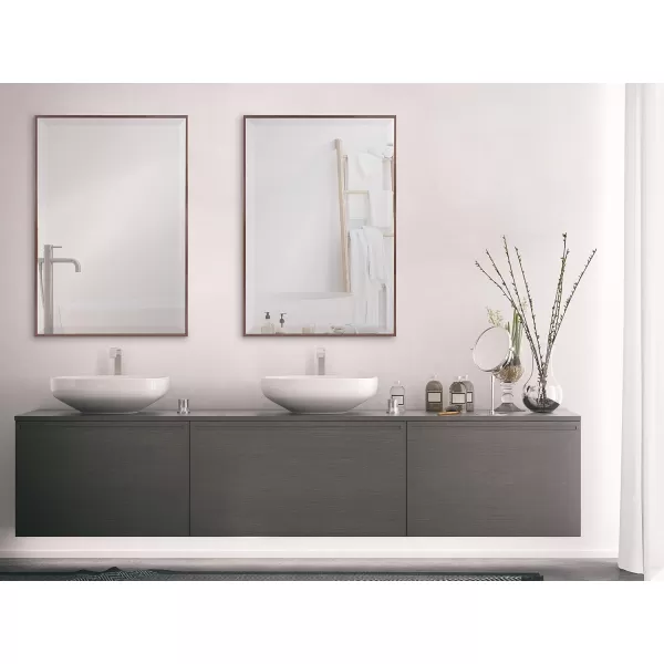 Kate and Laurel Rhodes Modern Wall Mirror 2475quot x 3675quot Bronze Decorative Rectangular Wall Accent