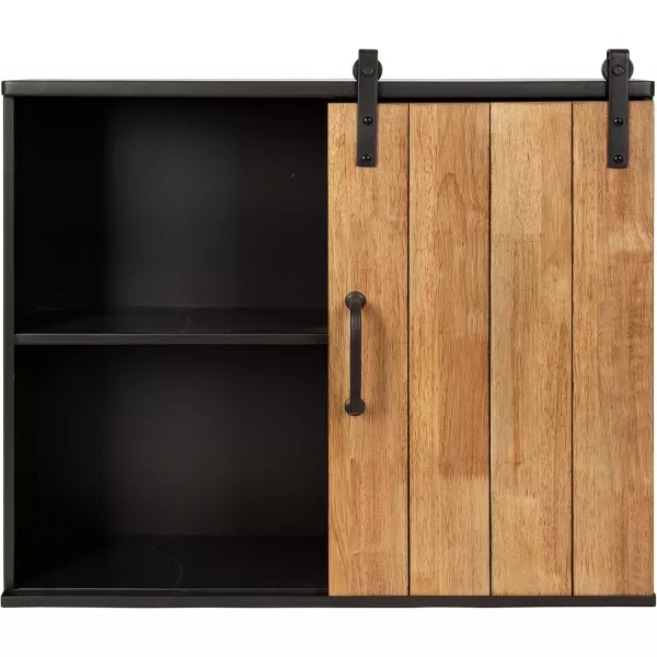 Kate and Laurel Samuels Decorative Rustic Wood and Metal Wall Cabinet 24 x 725 x 20 Charcoal and Rustic Brown Chic Wall Decor for Storage and Display