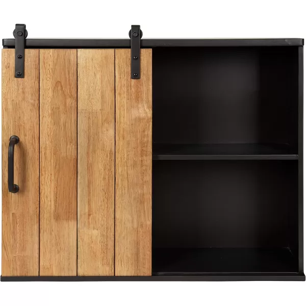 Kate and Laurel Samuels Decorative Rustic Wood and Metal Wall Cabinet 24 x 725 x 20 Charcoal and Rustic Brown Chic Wall Decor for Storage and Display