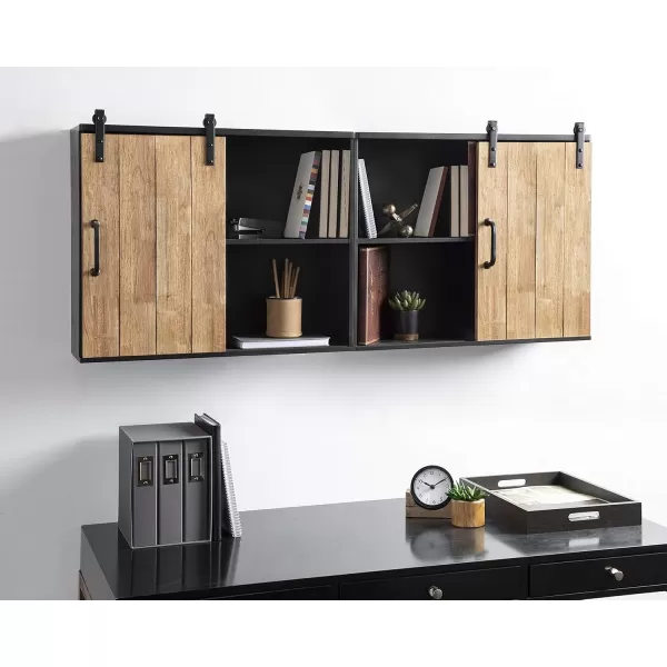 Kate and Laurel Samuels Decorative Rustic Wood and Metal Wall Cabinet 24 x 725 x 20 Charcoal and Rustic Brown Chic Wall Decor for Storage and Display