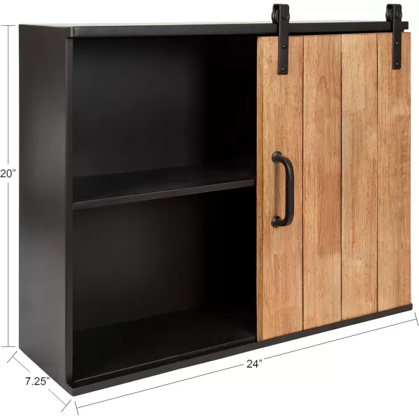 Kate and Laurel Samuels Decorative Rustic Wood and Metal Wall Cabinet 24 x 725 x 20 Charcoal and Rustic Brown Chic Wall Decor for Storage and Display