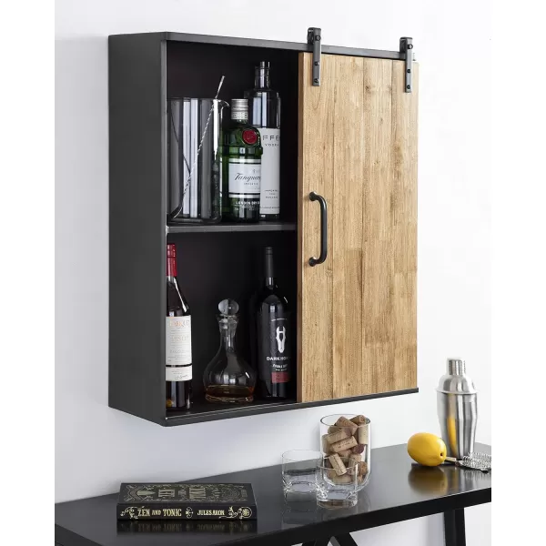 Kate and Laurel Samuels Rustic Decorative Wood and Metal Wall Cabinet 24 x 725 x 28 Charcoal and Rustic Brown Chic Wall Decor for Storage and Display