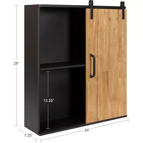Kate and Laurel Samuels Rustic Decorative Wood and Metal Wall Cabinet 24 x 725 x 28 Charcoal and Rustic Brown Chic Wall Decor for Storage and Display