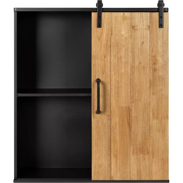 Kate and Laurel Samuels Rustic Decorative Wood and Metal Wall Cabinet 24 x 725 x 28 Charcoal and Rustic Brown Chic Wall Decor for Storage and Display
