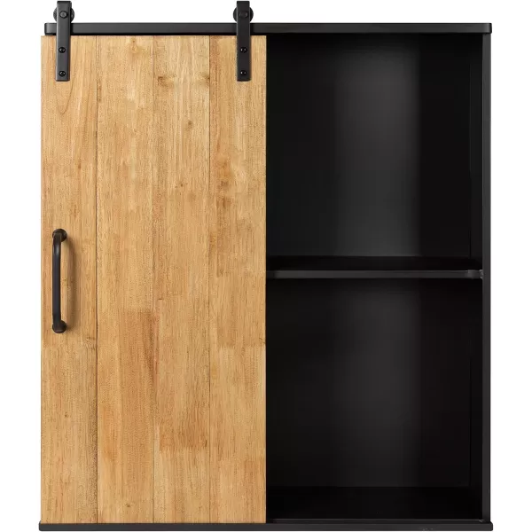 Kate and Laurel Samuels Rustic Decorative Wood and Metal Wall Cabinet 24 x 725 x 28 Charcoal and Rustic Brown Chic Wall Decor for Storage and Display