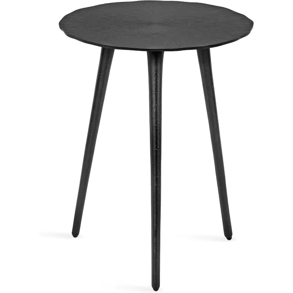 Kate and Laurel Sancia Modern Round Side Table 16 x 16 x 20 Silver Sand Casted Aluminum Bedside Table for Display and Storage as a Bedroom Nightstand or Living Room AccentBlack