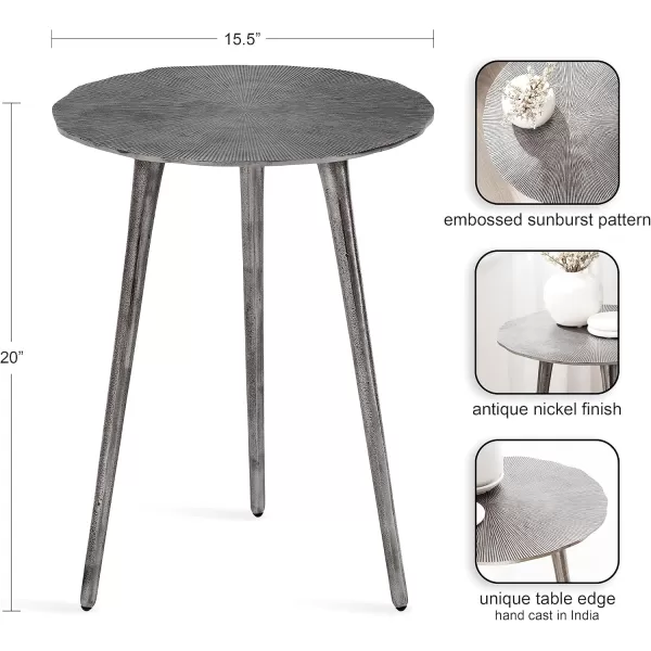 Kate and Laurel Sancia Modern Round Side Table 16 x 16 x 20 Silver Sand Casted Aluminum Bedside Table for Display and Storage as a Bedroom Nightstand or Living Room AccentSilver