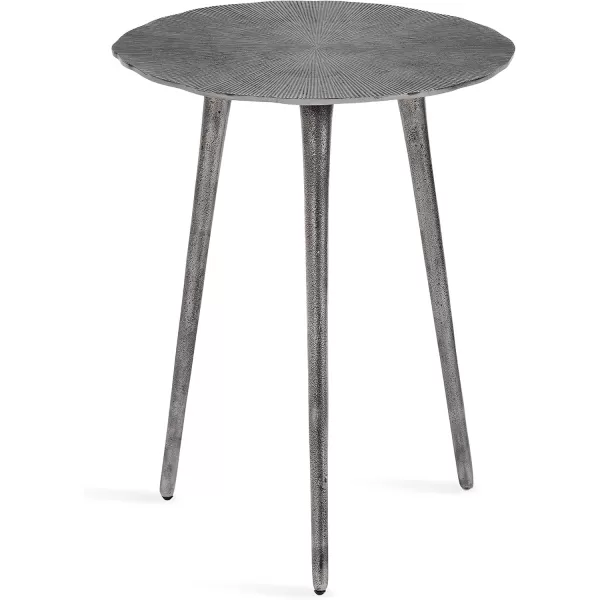 Kate and Laurel Sancia Modern Round Side Table 16 x 16 x 20 Silver Sand Casted Aluminum Bedside Table for Display and Storage as a Bedroom Nightstand or Living Room AccentSilver