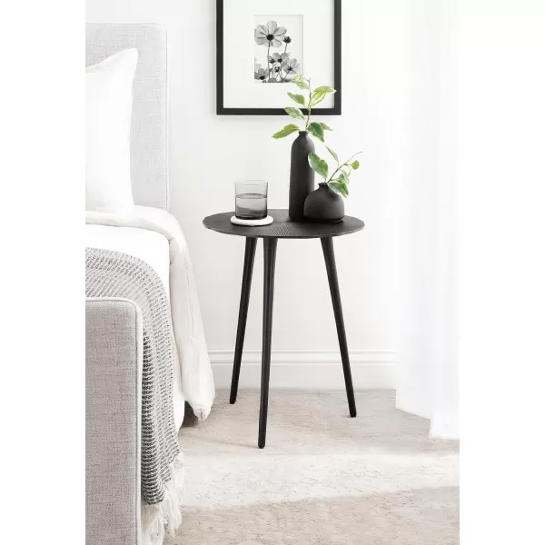 Kate and Laurel Sancia Modern Round Side Table 16 x 16 x 20 Silver Sand Casted Aluminum Bedside Table for Display and Storage as a Bedroom Nightstand or Living Room AccentBlack