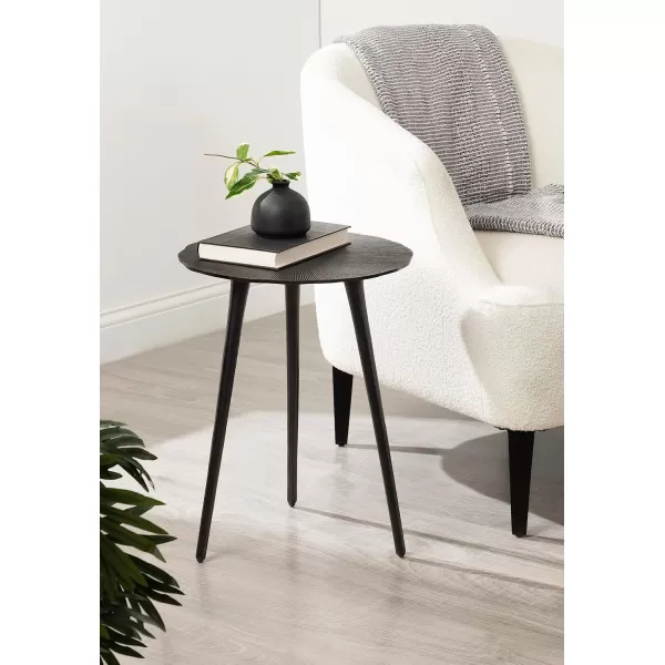 Kate and Laurel Sancia Modern Round Side Table 16 x 16 x 20 Silver Sand Casted Aluminum Bedside Table for Display and Storage as a Bedroom Nightstand or Living Room AccentBlack