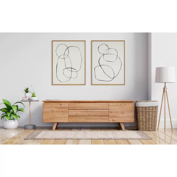 Kate and Laurel Sylvie 871 Modern Circles and 869 Going in Circles Framed Linen Textured Canvas Wall Art Set by Teju Reval of SnazzyHues 2 Piece Set 28x38 Natural Modern Abstract Art for WallNatural