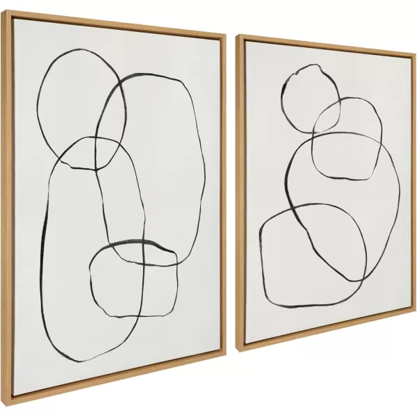 Kate and Laurel Sylvie 871 Modern Circles and 869 Going in Circles Framed Linen Textured Canvas Wall Art Set by Teju Reval of SnazzyHues 2 Piece Set 28x38 Natural Modern Abstract Art for WallNatural