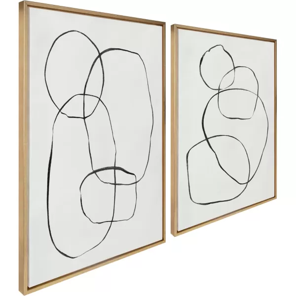 Kate and Laurel Sylvie 871 Modern Circles and 869 Going in Circles Framed Linen Textured Canvas Wall Art Set by Teju Reval of SnazzyHues 2 Piece Set 28x38 Natural Modern Abstract Art for WallBright Gold