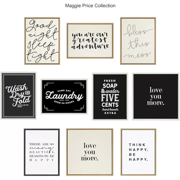 Kate and Laurel Sylvie Bless This Mess Framed Linen Textured Canvas Wall Art by Maggie Price of Hunt and Gather Goods 18x24 Natural Humorous Motivational Art for Wall
