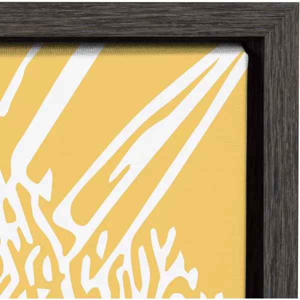 Kate and Laurel Sylvie Flower in Yellow Framed Canvas Wall Art by Apricot and Birch 18x24 Natural Floral Art for WallGrey
