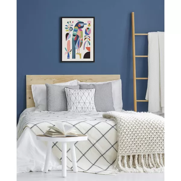 Kate and Laurel Sylvie Mid Century Modern Kookaburra Framed Canvas Wall Art by Rachel Lee of My Dream Wall 18x24 Natural Abstract Animal Art for WallBlack