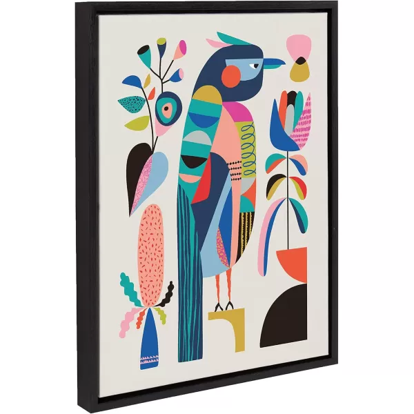 Kate and Laurel Sylvie Mid Century Modern Kookaburra Framed Canvas Wall Art by Rachel Lee of My Dream Wall 18x24 Natural Abstract Animal Art for WallBlack