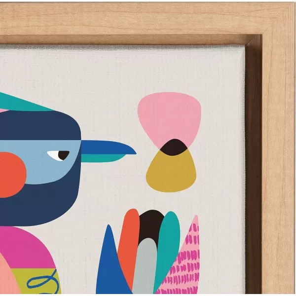 Kate and Laurel Sylvie Mid Century Modern Kookaburra Framed Canvas Wall Art by Rachel Lee of My Dream Wall 18x24 Natural Abstract Animal Art for WallNatural