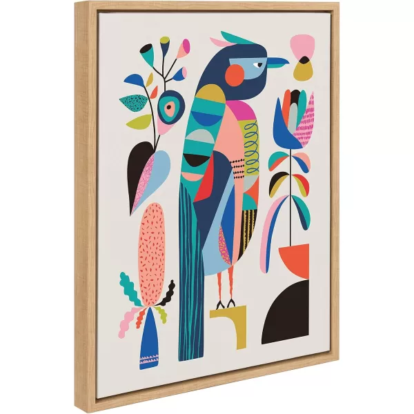 Kate and Laurel Sylvie Mid Century Modern Kookaburra Framed Canvas Wall Art by Rachel Lee of My Dream Wall 18x24 Natural Abstract Animal Art for WallNatural
