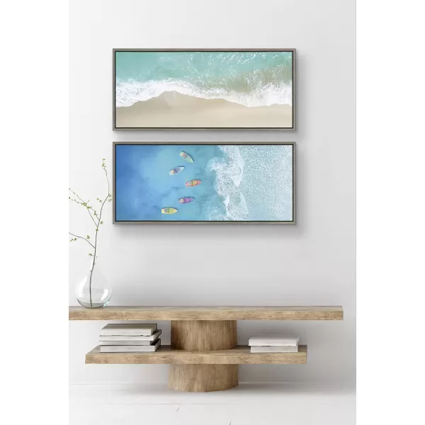 Kate and Laurel Sylvie Ocean Beach Fantasy Framed Canvas Wall Art by The Creative Bunch Studio 18 x 40 White Chic Tropical Beach Art Panel Wall DcorGray