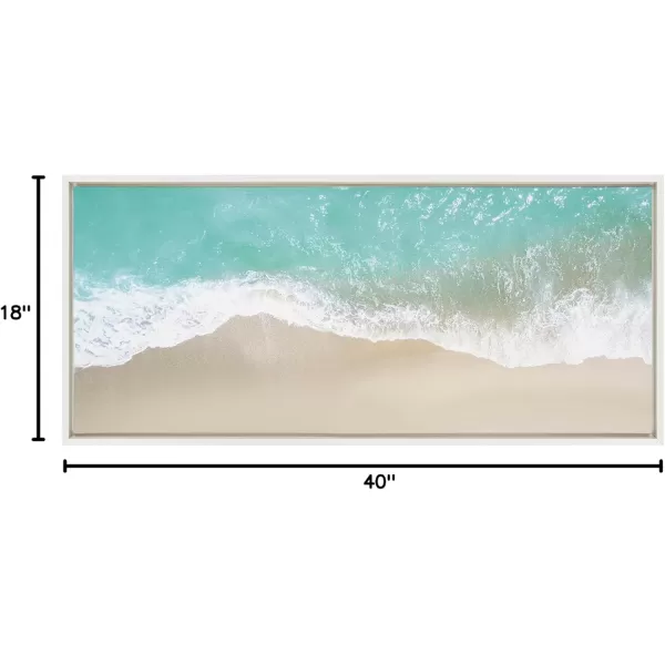 Kate and Laurel Sylvie Ocean Beach Fantasy Framed Canvas Wall Art by The Creative Bunch Studio 18 x 40 White Chic Tropical Beach Art Panel Wall DcorWhite
