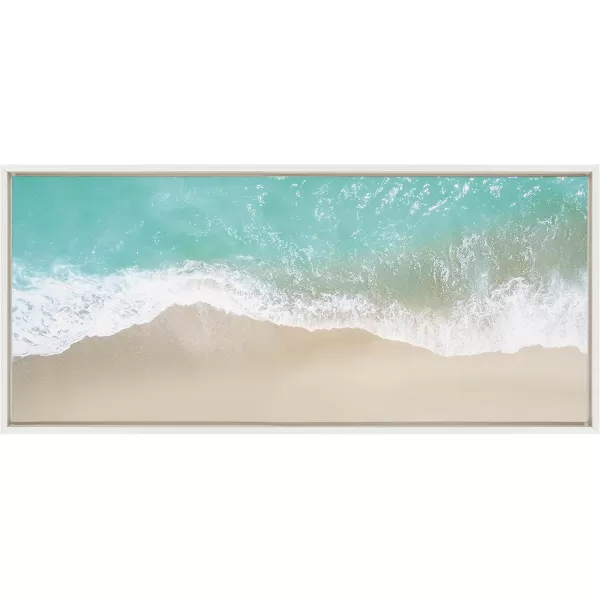 Kate and Laurel Sylvie Ocean Beach Fantasy Framed Canvas Wall Art by The Creative Bunch Studio 18 x 40 White Chic Tropical Beach Art Panel Wall DcorWhite