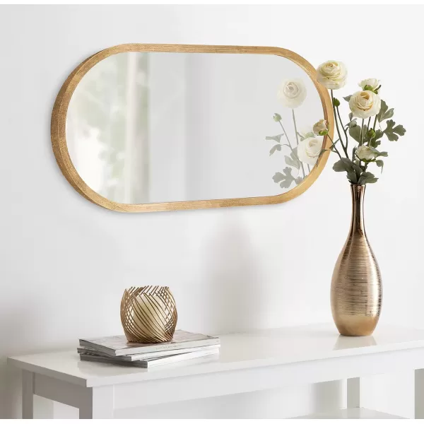 Kate and Laurel Travis Modern Capsule Wood Framed Wall Mirror 12 x 24 Gold Chic Geometric Wall Hanging Mirror for DisplayGold