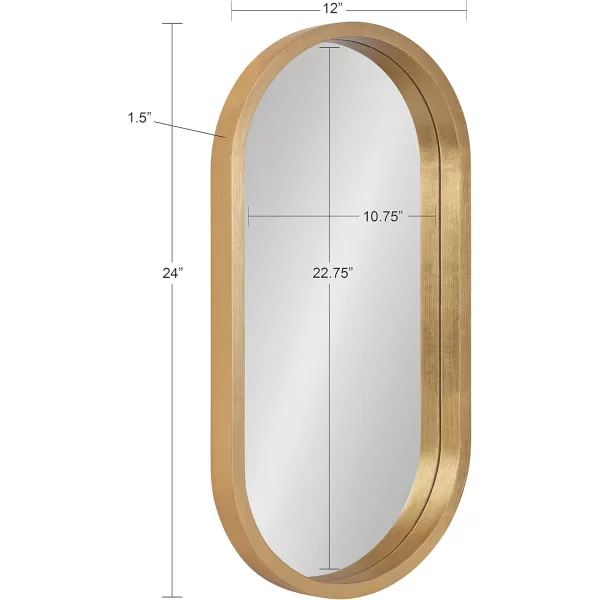 Kate and Laurel Travis Modern Capsule Wood Framed Wall Mirror 12 x 24 Gold Chic Geometric Wall Hanging Mirror for DisplayGold