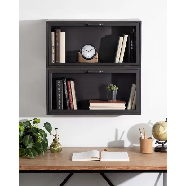 Kate and Laurel Trayce Decorative Modern Wall Cabinet 12 x 24 Gray Decorative Floating Storage Cabinet for Wall