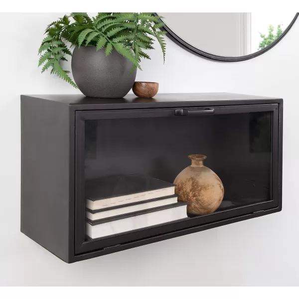 Kate and Laurel Trayce Decorative Modern Wall Cabinet 12 x 24 Gray Decorative Floating Storage Cabinet for Wall