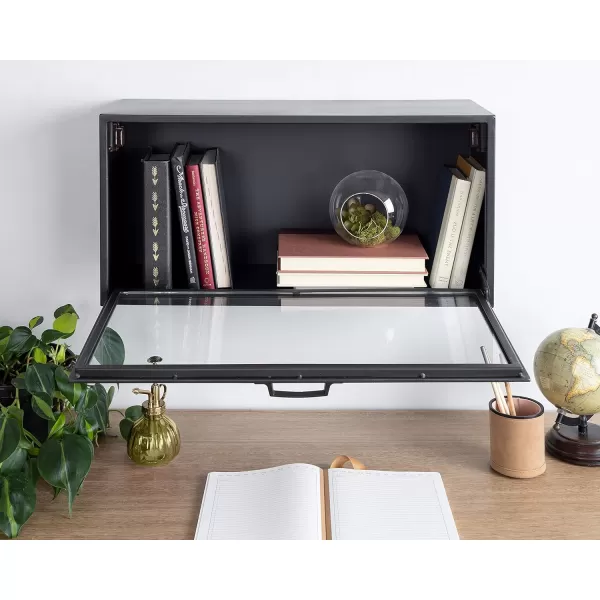 Kate and Laurel Trayce Decorative Modern Wall Cabinet 12 x 24 Gray Decorative Floating Storage Cabinet for Wall