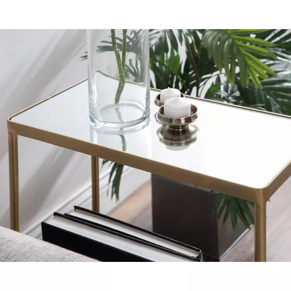 Kate and Laurel Trubey Modern Storage Side Table 1575 x 8 x 246 Gold Contemporary End Table with Mirrored TopGold