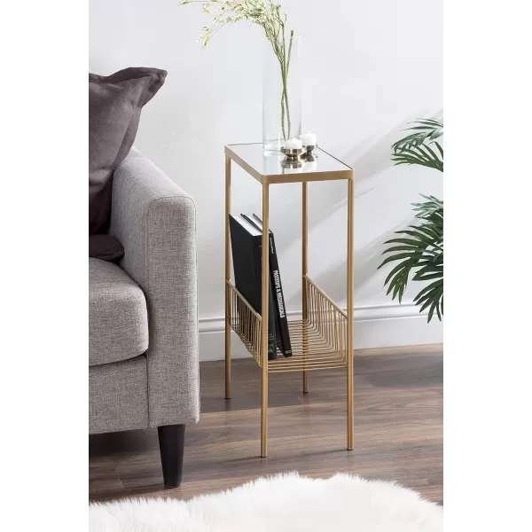 Kate and Laurel Trubey Modern Storage Side Table 1575 x 8 x 246 Gold Contemporary End Table with Mirrored TopGold