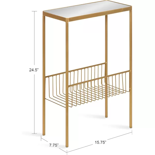 Kate and Laurel Trubey Modern Storage Side Table 1575 x 8 x 246 Gold Contemporary End Table with Mirrored TopGold