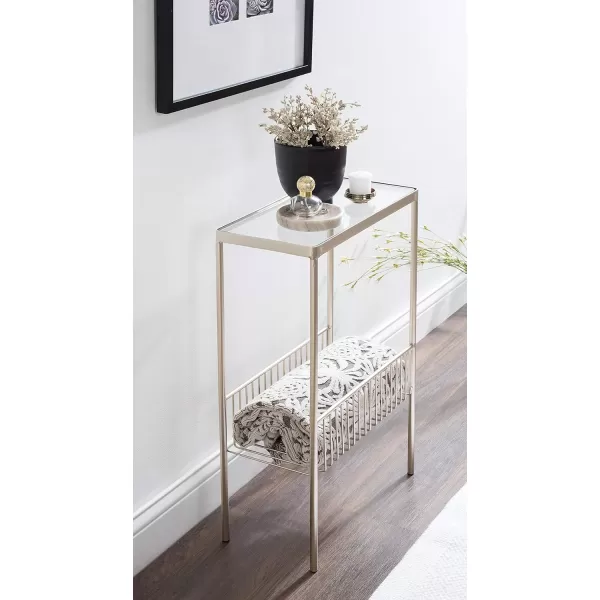 Kate and Laurel Trubey Modern Storage Side Table 1575 x 8 x 246 Gold Contemporary End Table with Mirrored TopSilver