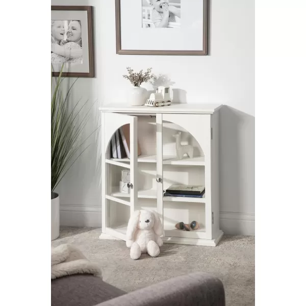 Kate and Laurel Walsted Decorative Farmhouse Arched Wall Cabinet with Glass Door 24x8x28 White
