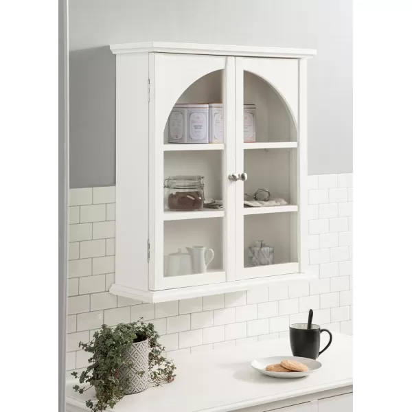 Kate and Laurel Walsted Decorative Farmhouse Arched Wall Cabinet with Glass Door 24x8x28 White