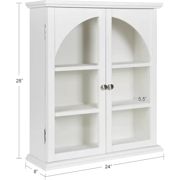 Kate and Laurel Walsted Decorative Farmhouse Arched Wall Cabinet with Glass Door 24x8x28 White