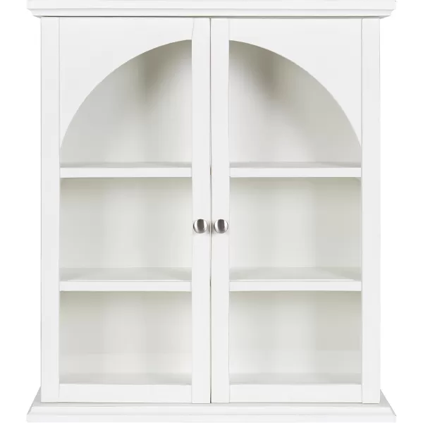 Kate and Laurel Walsted Decorative Farmhouse Arched Wall Cabinet with Glass Door 24x8x28 White